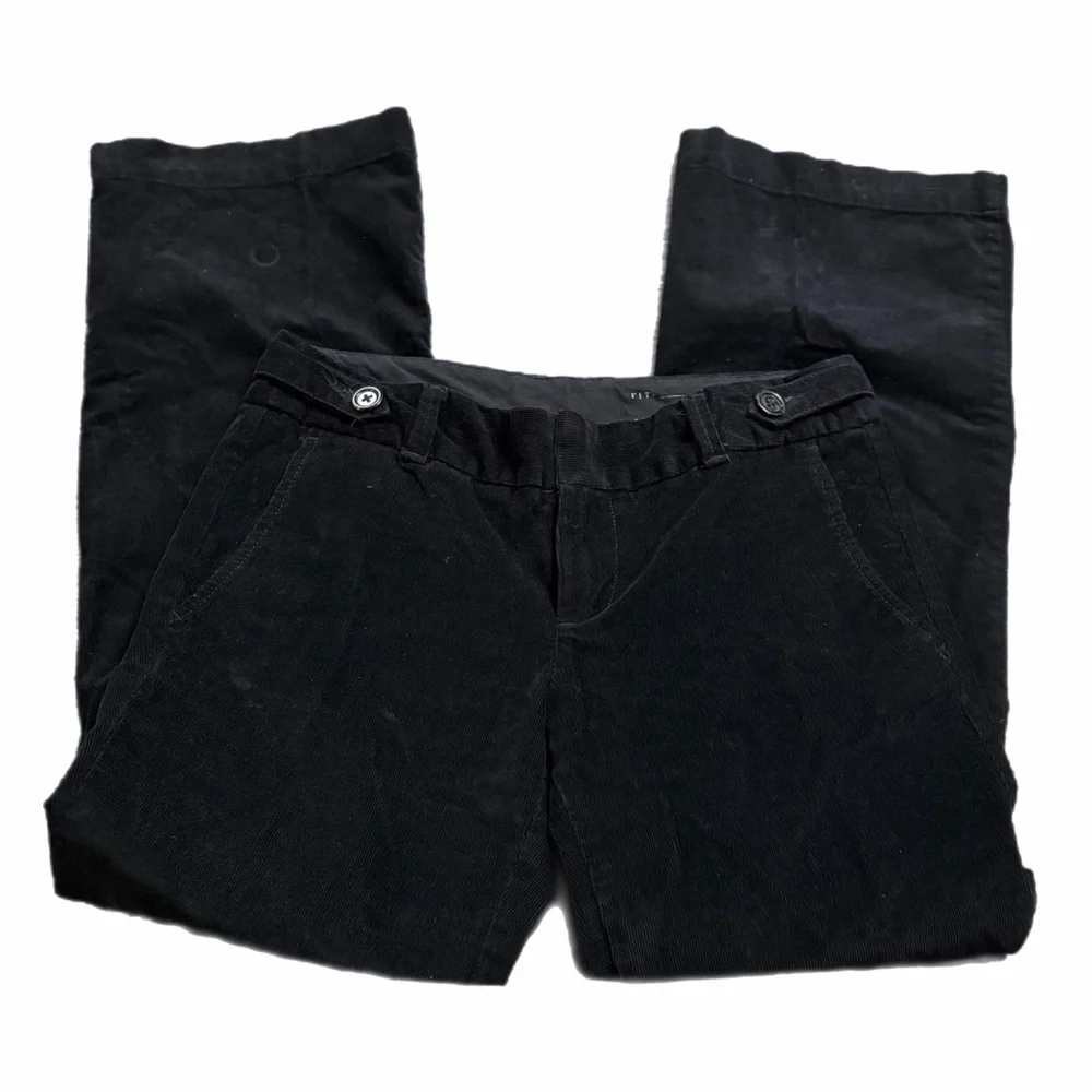 90s Vintage Eddie Bauer Velvet Corduroy Flare Tailored Pants (Black) Size 2P